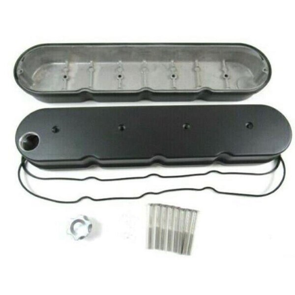 Bous Performance Cast Aluminum Center Pull Baffled Valve Cover for GM LS Small Block Gen IV, Black E41043BK - main